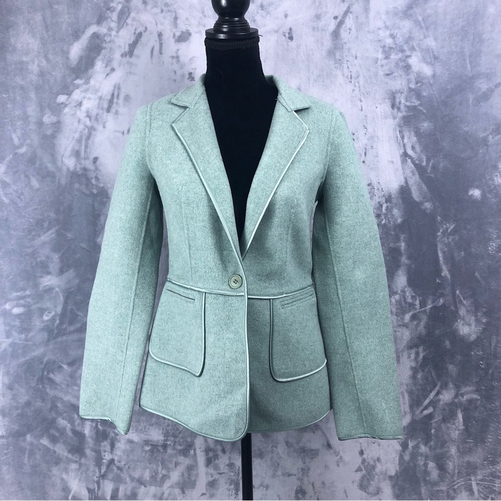 Talbots Green Wool Blend One Button Blazer  6